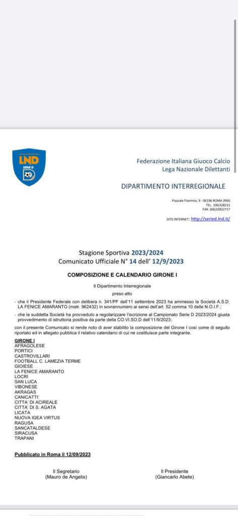 Serie D girone I, con l’inserimento dell’ex Reggina cambia tutto 1 WhatsApp Image 2023 09 12 at 14.35.18
