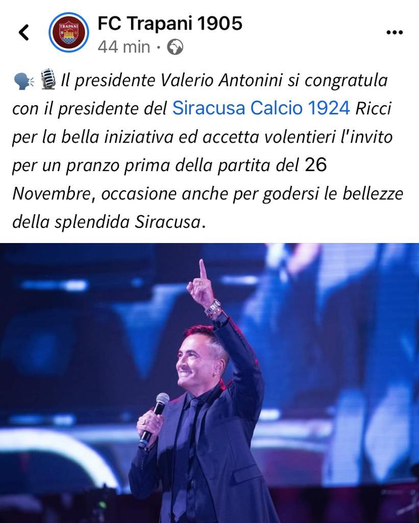 Antonini "accetta l'invito" di Ricci 1 Antonini si congratula con il presidente del Siracusa