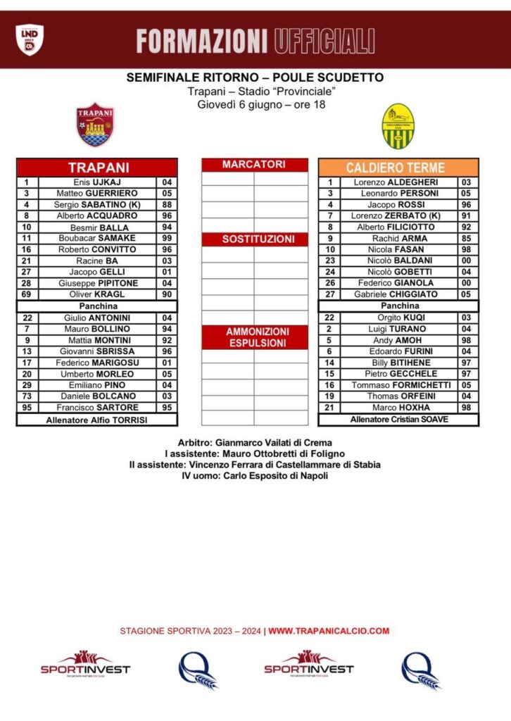 SEMIFINALE POULE SCUDETTO SERIE D. TRAPANI-CALDIERO 4-1. FINALE 1 3f5a8edc af6c 4813 8c45 482b6039558b