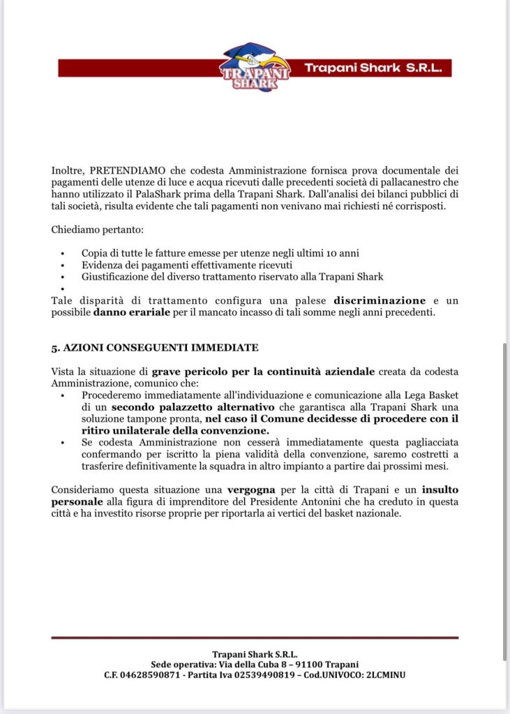 TRAPANI SHARK. LE POSIZIONI UFFICIALI DELLE PARTI RIGUARDO L’AFFIDAMENTO DEL PALADAIDONE 4 IMG 0455