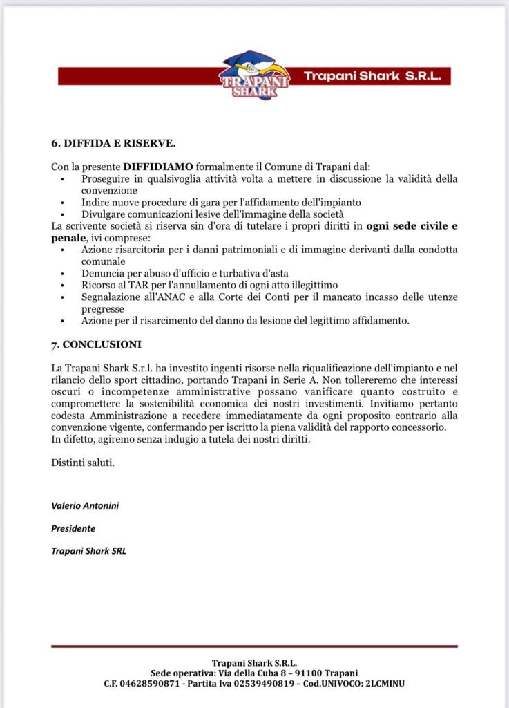TRAPANI SHARK. LE POSIZIONI UFFICIALI DELLE PARTI RIGUARDO L’AFFIDAMENTO DEL PALADAIDONE 5 IMG 0456