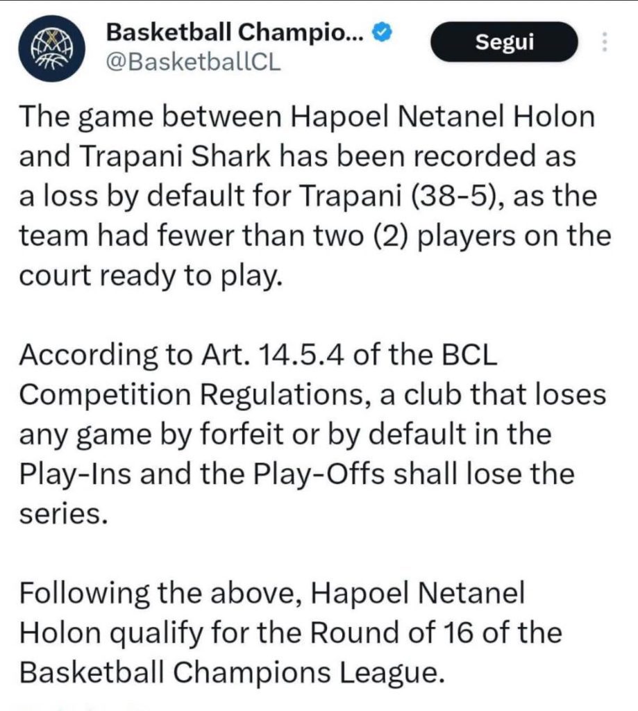 COMUNICATO DELLA TRAPANI SHARK DOPO LA GARA DI BCL CON L’HAPOEL 1 IMG 2916