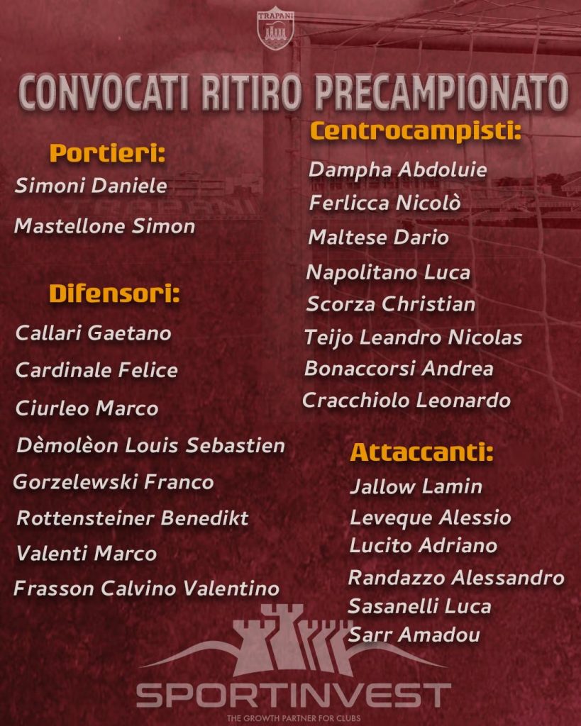 FC TRAPANI 1905, INIZIATO IL RITIRO PRE CAMPIONATO 1 35381a50 1285 434f 9ed9 e64995ec6cfe